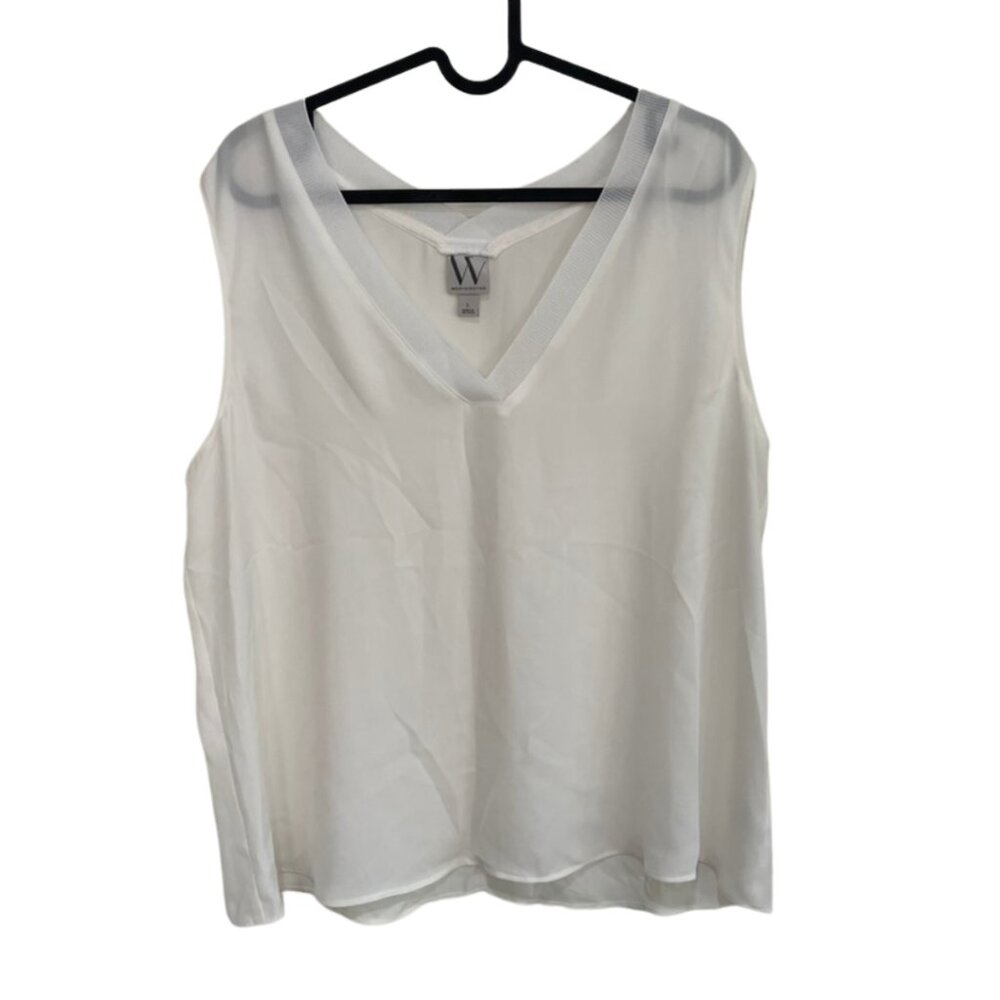 Worthington Sheer V-Neck Sleeveless Blouse